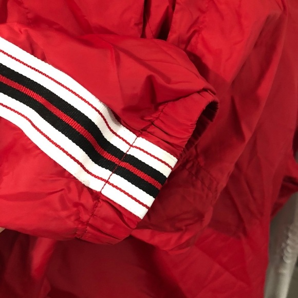Garage  red windbreaker striped sleeves SZ L - Picture 3 of 14